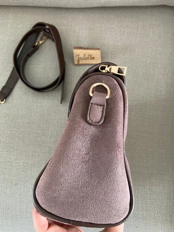 Sac à main bandoulière effet daim marron Ale Hop - photo numéro 4