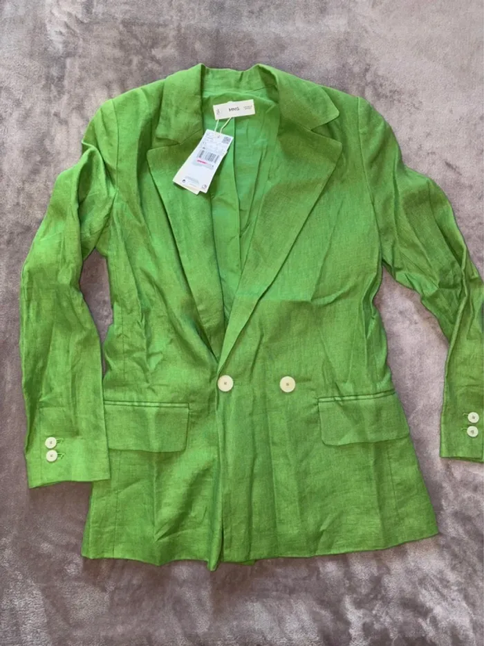 Veste verte en Lin femme Mango taille XS neuve avec étiquette - photo numéro 2