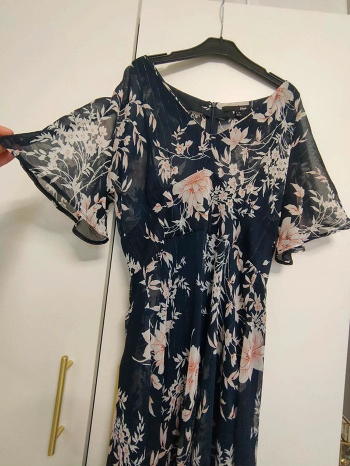 Robe habillée bleu et fleurie - photo numéro 3