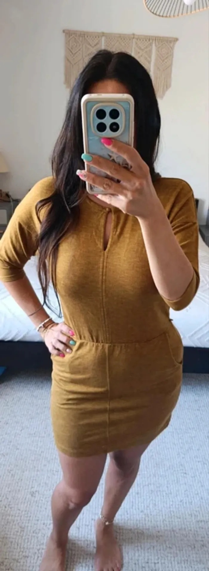 Robe moutarde M Sessùn manches 3/4 - photo numéro 3
