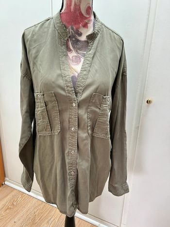 Blouse chemise kaki lyocel manches longues Zara - taille M