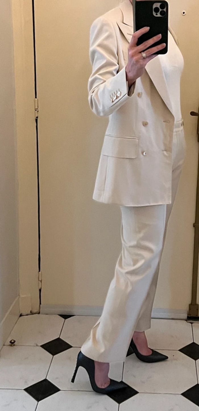 Tailleur pantalon crème en soie veste croisée 6 boutons - Suitsupply - photo numéro 4
