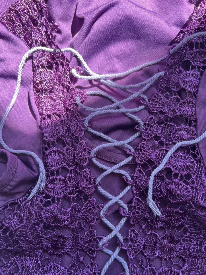 Top vintage lacets corset dos nu violet Dark Coquette - Taille XS/S - photo numéro 3