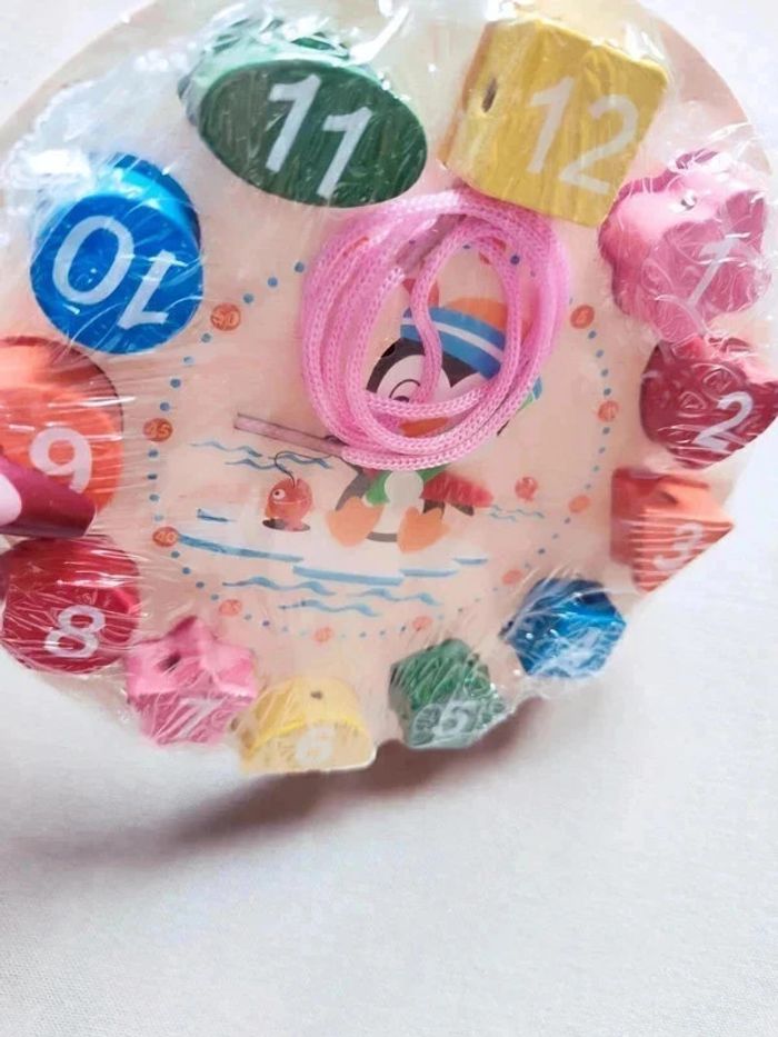 Horloge d'apprentissage en bois - multicolore - photo numéro 6