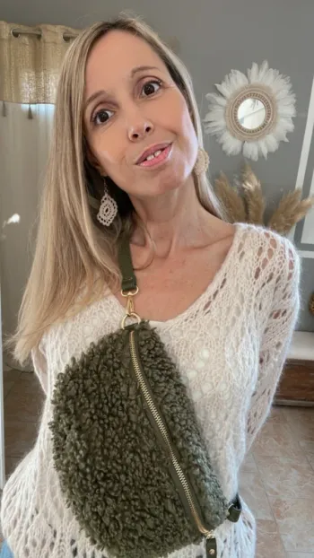 Sac banane mouton vert kaki