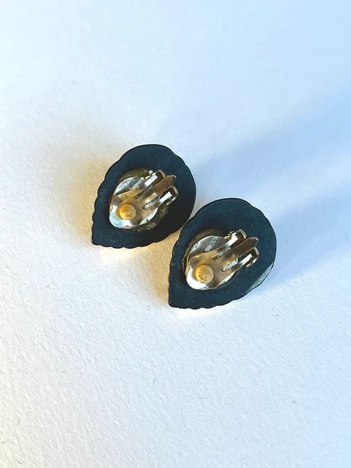 Boucles d’oreilles vintage fantaisie dorées à clips années 80 👂 - photo numéro 3