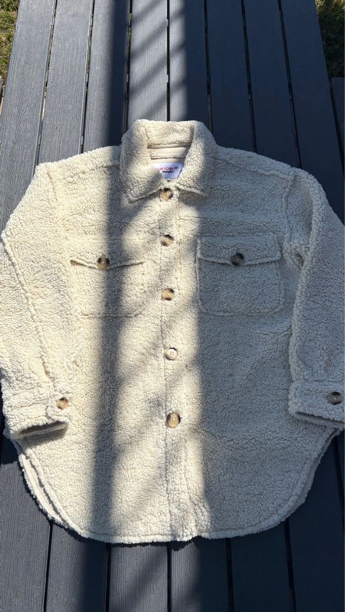 Veste chemise en laine synthétique beige crème Jennyfer taille M femme - photo numéro 4