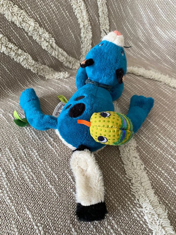 Peluche doudou d’éveil 29cm moulin roty panthère bleu très bon état - photo numéro 3