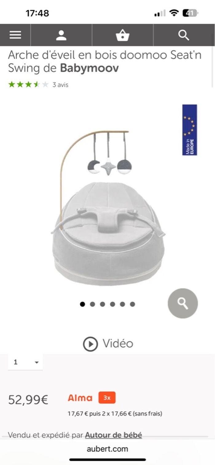 Arche doomoo seat’n swing neuve jamais déballée