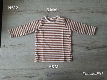 🌷N°22🌷Tee-shirt Longues Manches - H&M - 6 Mois🌷