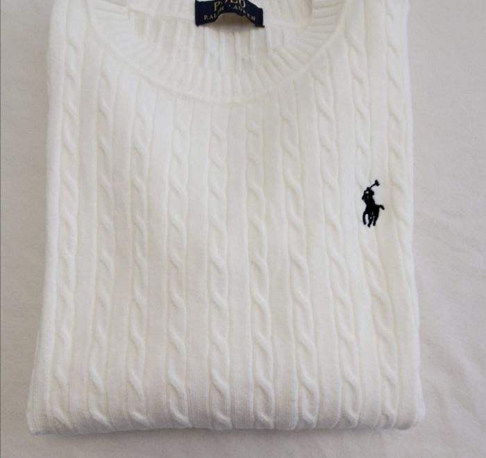 Pull torsadé Polo Ralph Lauren blanc taille XS - photo numéro 2