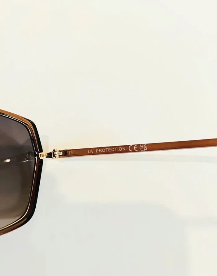 Lunette de soleil femme marron miel contour doré uvprotection catégorie 2 - photo numéro 8