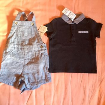 Salopette short jean et polo