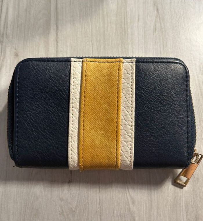 Portefeuille bleu, moutarde et beige Merry Scott - Très bon état - photo numéro 1