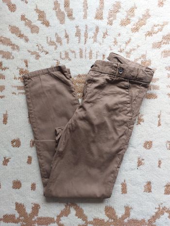 Pantalon chino marron taille réglable 8 ans