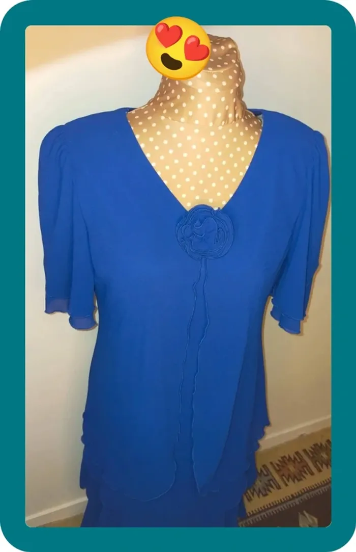 Robe de soirée vintage femme, Cattiva, bleu flamboyant, taille M - photo numéro 6