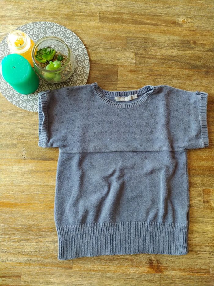 Joli pull bleu manches courtes /3suisses/6 ans - photo numéro 2