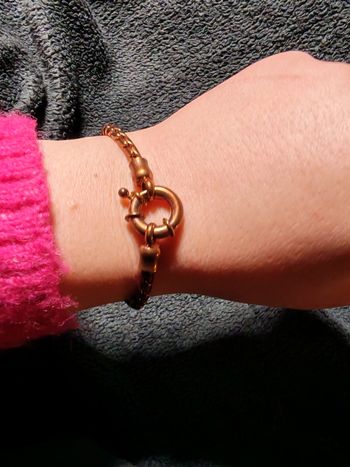 Bracelet maille serpent ronde cuivrée fermoir bouée