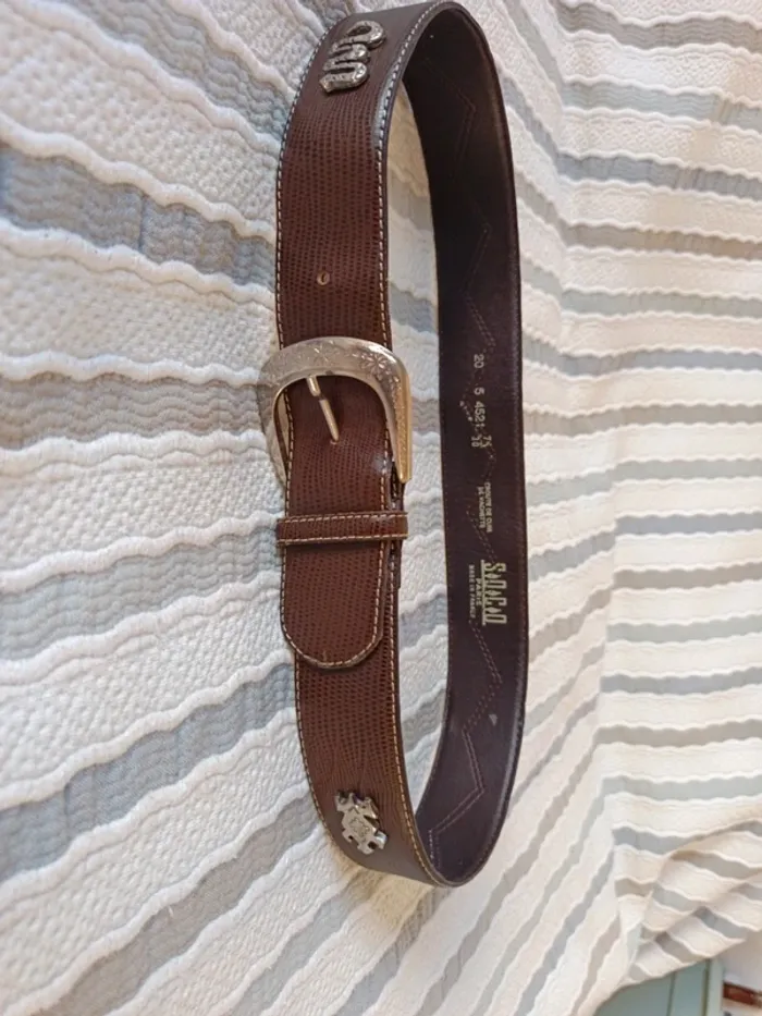 Ceinture 70 cm croûte de cuir de vachette SO&CO - photo numéro 2