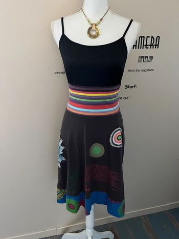 Jupe mi longue taille haute élastique coton multicolore Desigual