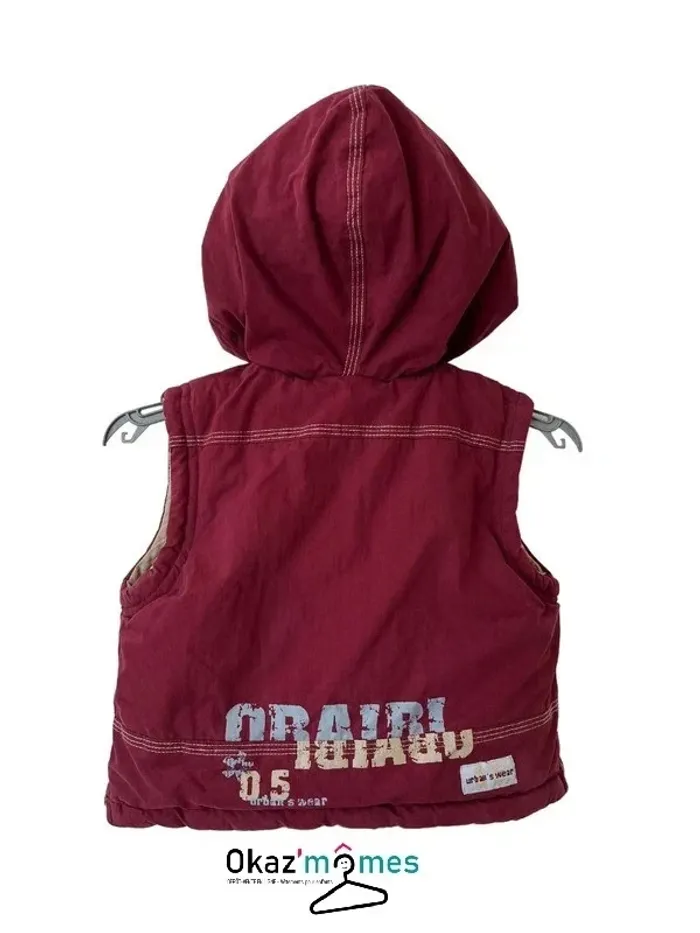 Doudoune sans manche bordeaux à capuche - Obaïbi 12 mois - photo numéro 4