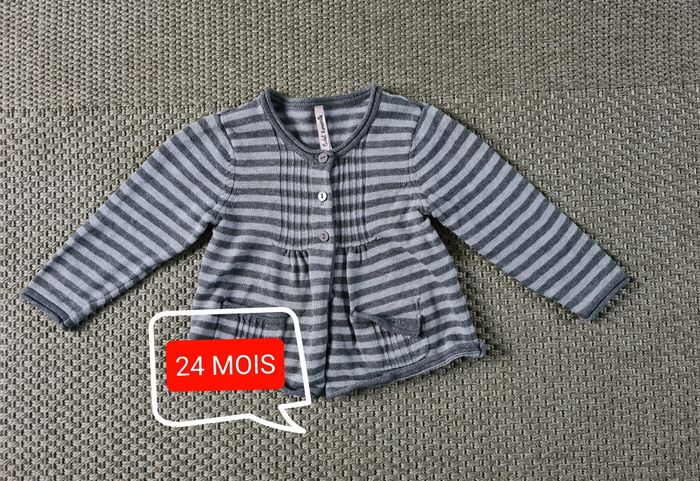 Gilet rayé gris - 24 mois