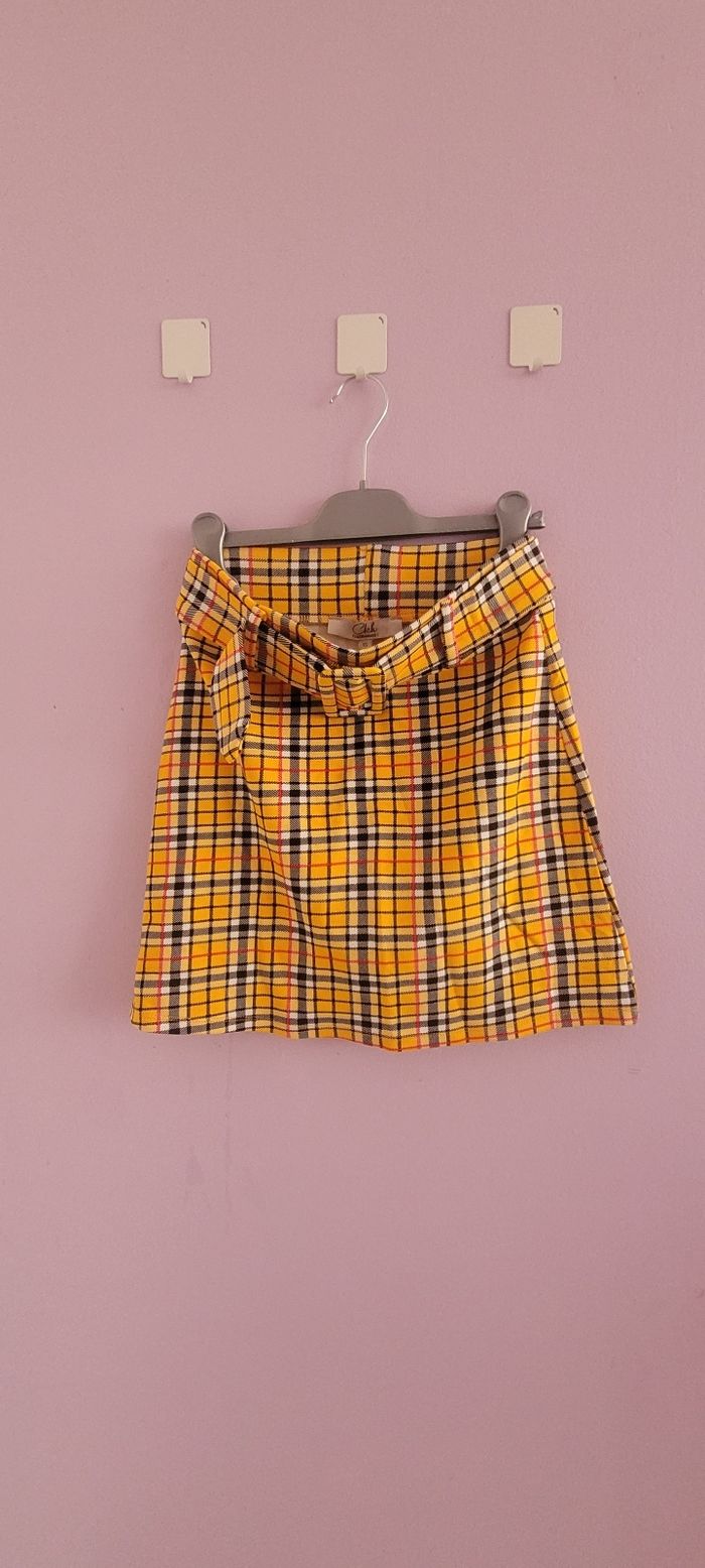 Jupe taille haute à carreaux - photo numéro 2