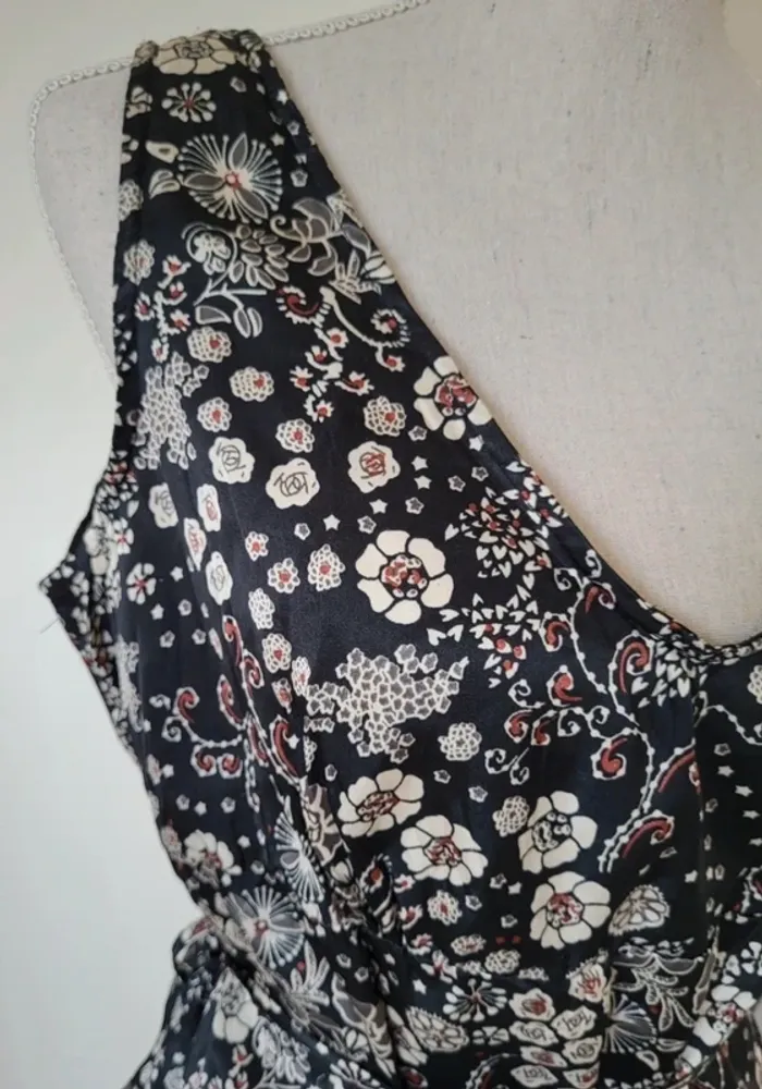 Débardeur fleuri noir, blanc et corail Green Taille 38 - photo numéro 3
