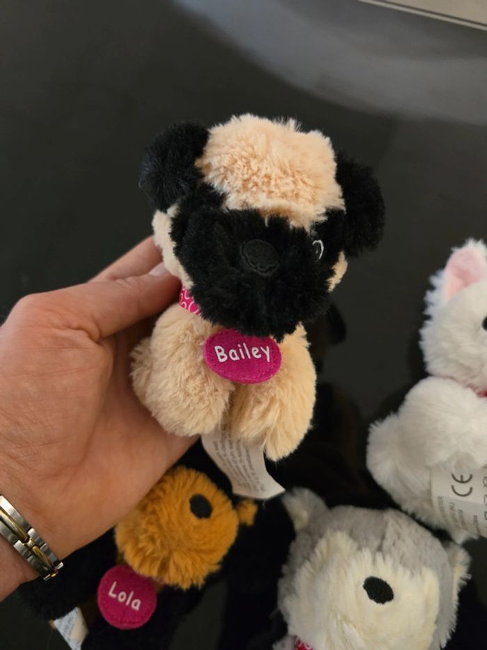 Lot de 4 peluches petits chiots 12cm - photo numéro 5