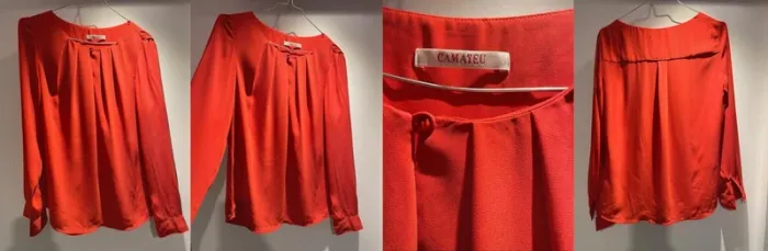 Blouse rouge satinée Camaïeu - Taille 38 - photo numéro 6