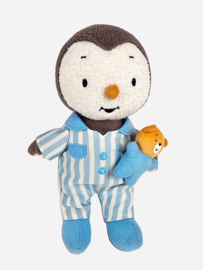 Peluche Doudou T'choupi - Pyjama Bleu Rayé - 27 cm