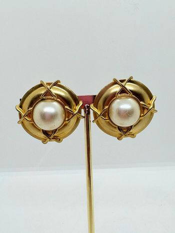 Boucles d’oreilles clips vintage NHL dorées