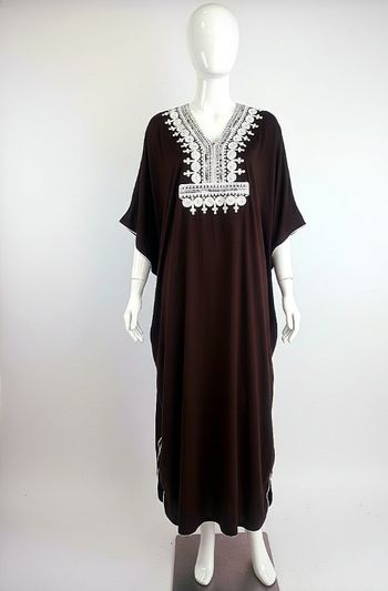 Robe orientale longue marron neuf jamais porté taille 38 brodée sequins argenté