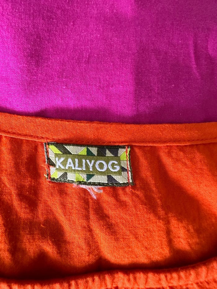 Robe seventies orange et rose Kaliyog T38 M - photo numéro 7