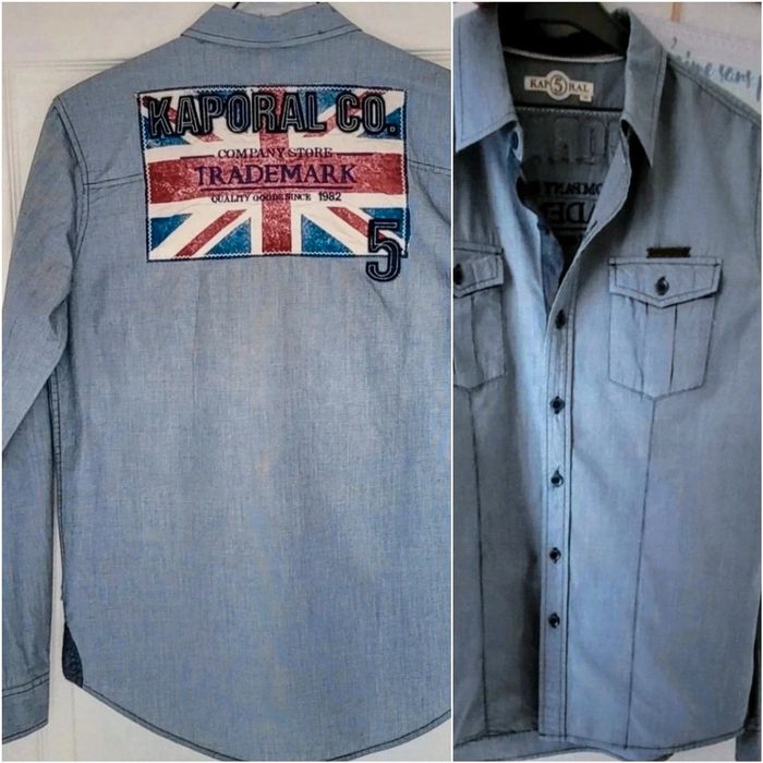 Chemise mixte bleue avec motif au dos. Kaporal. S36FR. 40IT 🥰