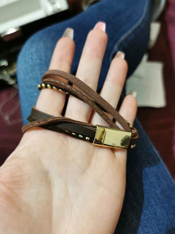 Bracelet double tour marron