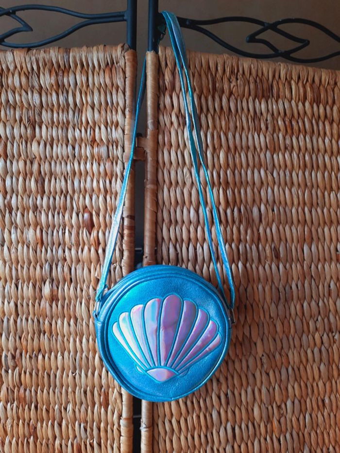 Sac bandoulière rond coquillage sirène