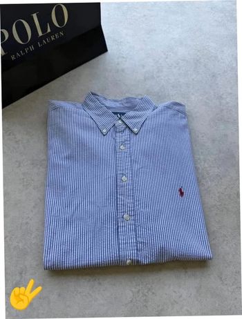 Chemise Ralph Lauren manche longue Taille XL bleu Homme Men CHE73