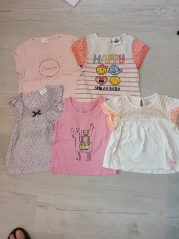 Lot de 5 Tshirt manches courtes 12 mois