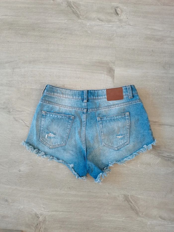 Short Jean denim délavé perles poches - photo numéro 2