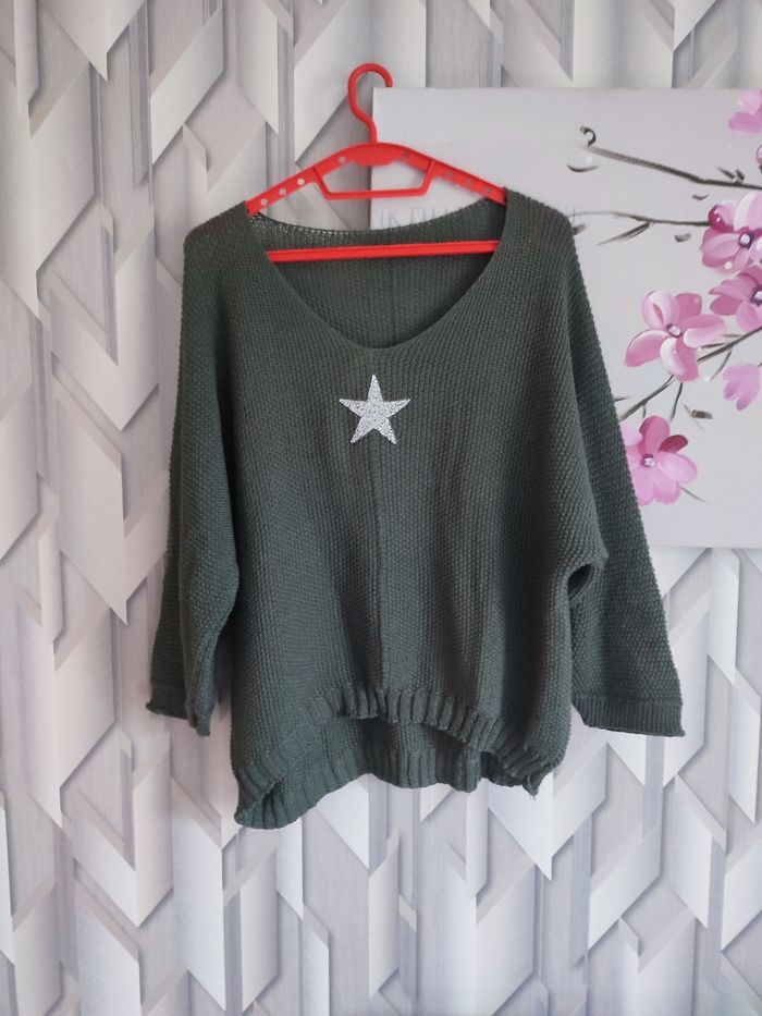 Pull chauve-souris étoile strass - photo numéro 2