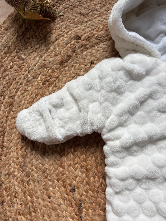 🌺Combinaison hivernal/ Combipilote blanche avec oreilles d’ours Taille 1mois/52-55cm🌺 - photo numéro 4