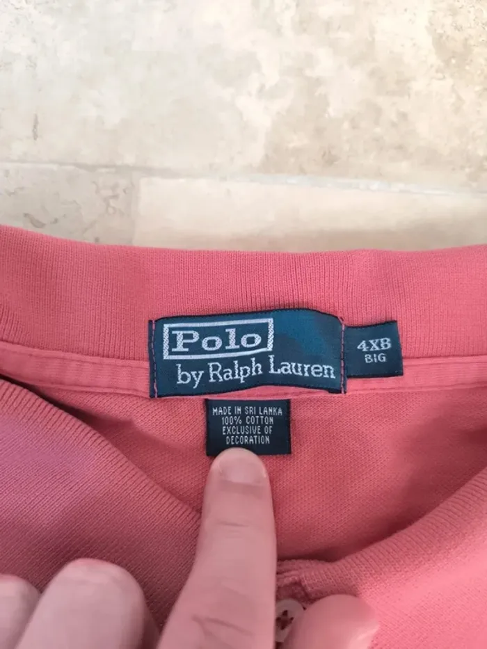Polo Ralph Lauren homme taille 4XB rose saumon logo marine excellent état - photo numéro 5