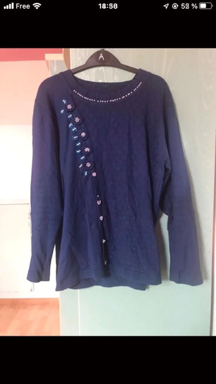 Pull tricot marine femme - photo numéro 3