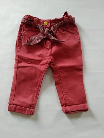 pantalon rose avec ceinture fleuri tape à l'oeil fille 6 mois