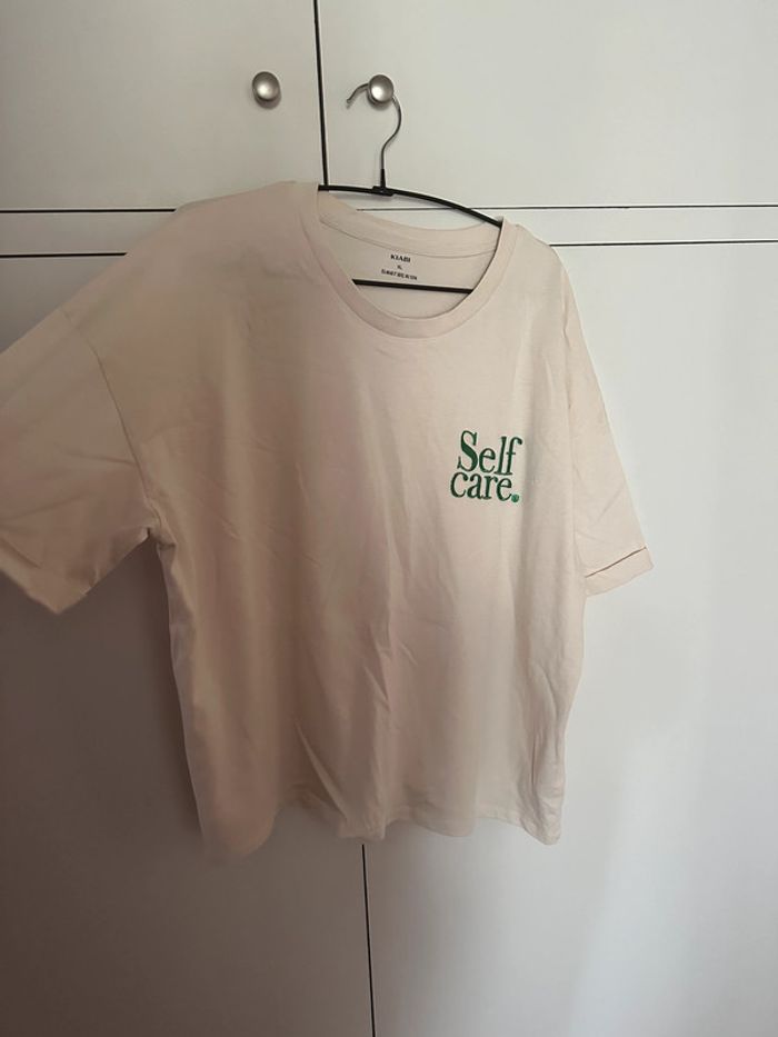 Tee shirt blanc/beige - Self care