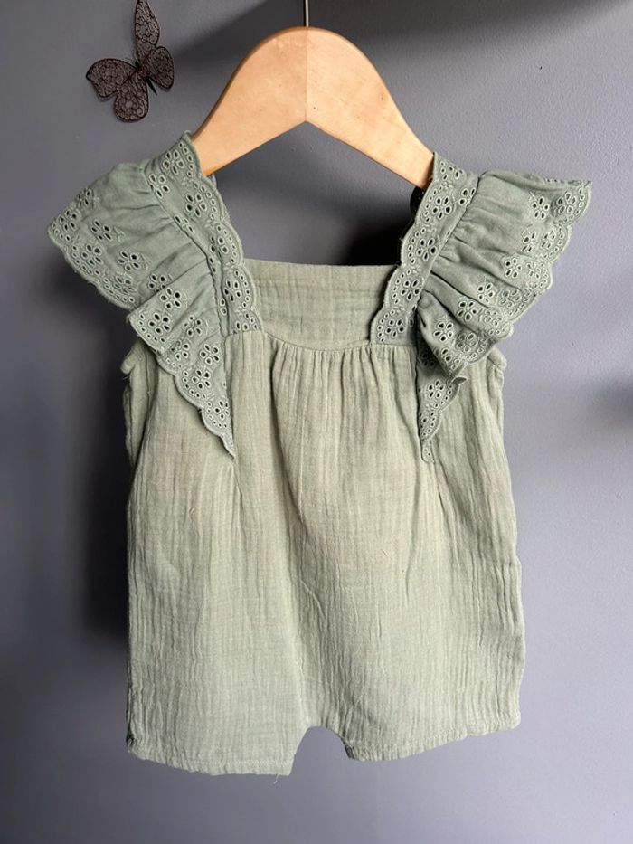Barboteuse / Combishort gaze de coton Vertbaudet fille 2 ans Tbe