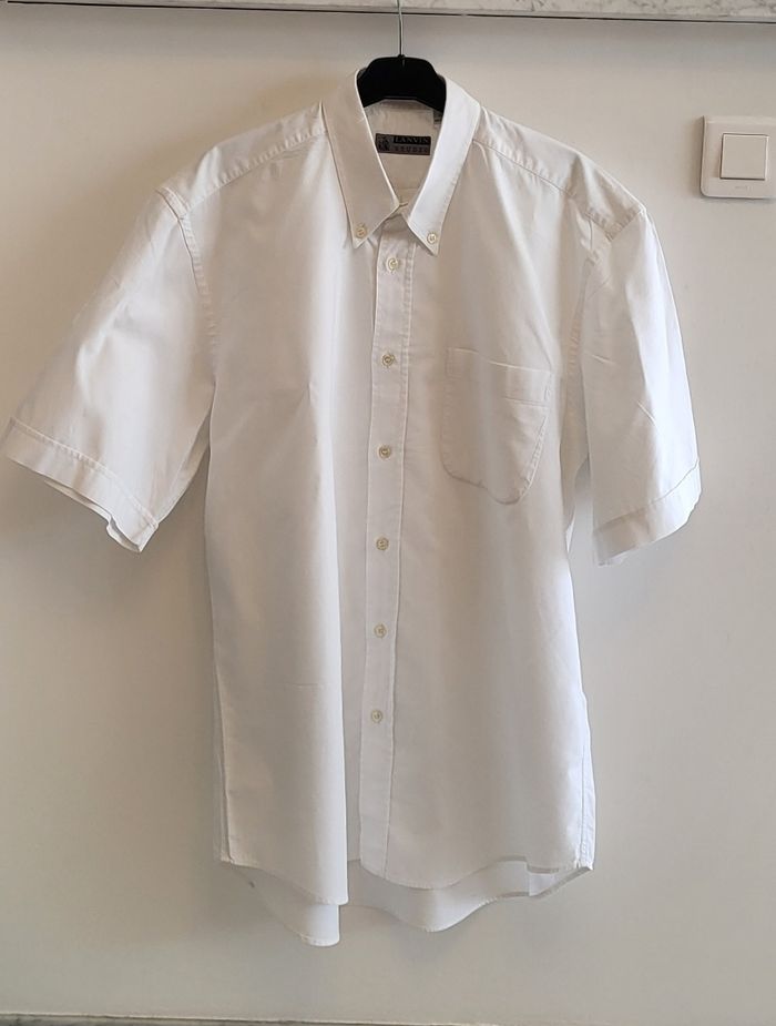Lanvin Chemise MC T43/TUS17/TXL-Blanc-Coupe Droite-Vintage 90s-100%Coton en TBE - photo numéro 3