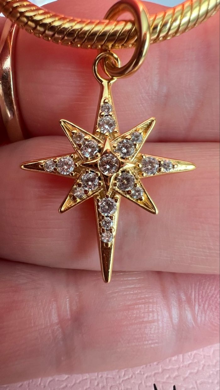 Charm jolie étoile polaire dorée rempli de strass - photo numéro 4