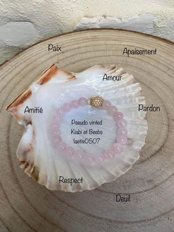 Bracelet quartz rose et tortue , lithothérapie